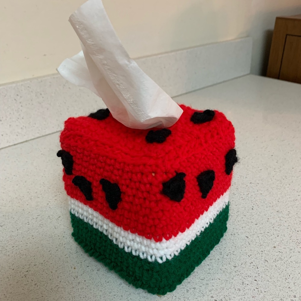 Watermelon Tissue Box Cover Cozy New Handmade Crochet